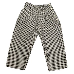 CLUB MONACO Black and White Houndstooth Cropped Pants w/ Accent Buttons Size 8